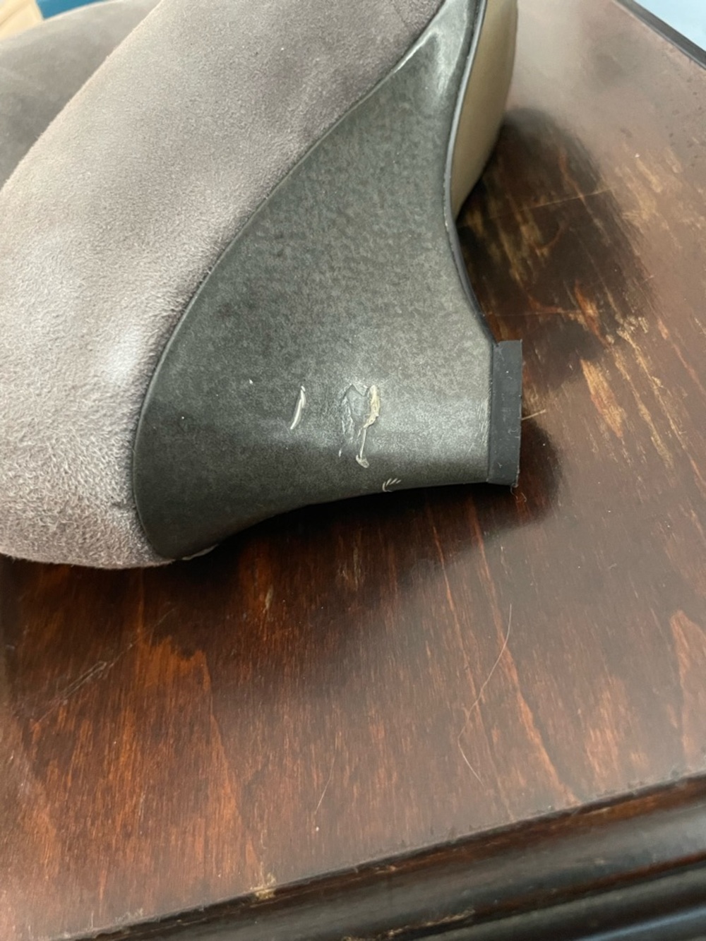 Franco Sarto L’Avanti Women's Gray Suede Peep Toe Pumps - Picture 8 of 10